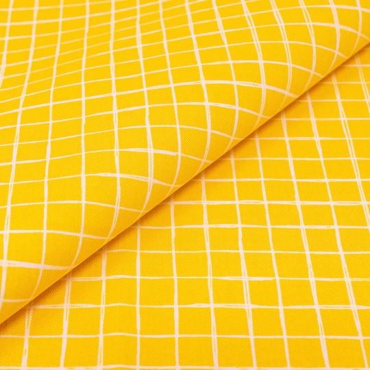 SINGER Yellow Gingham Cotton Fabric